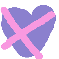 pink heart crossed out in blue
